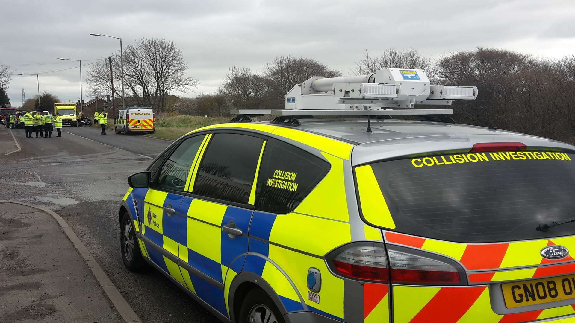 Police at the scene of the accident in Brielle Way, Sheerness