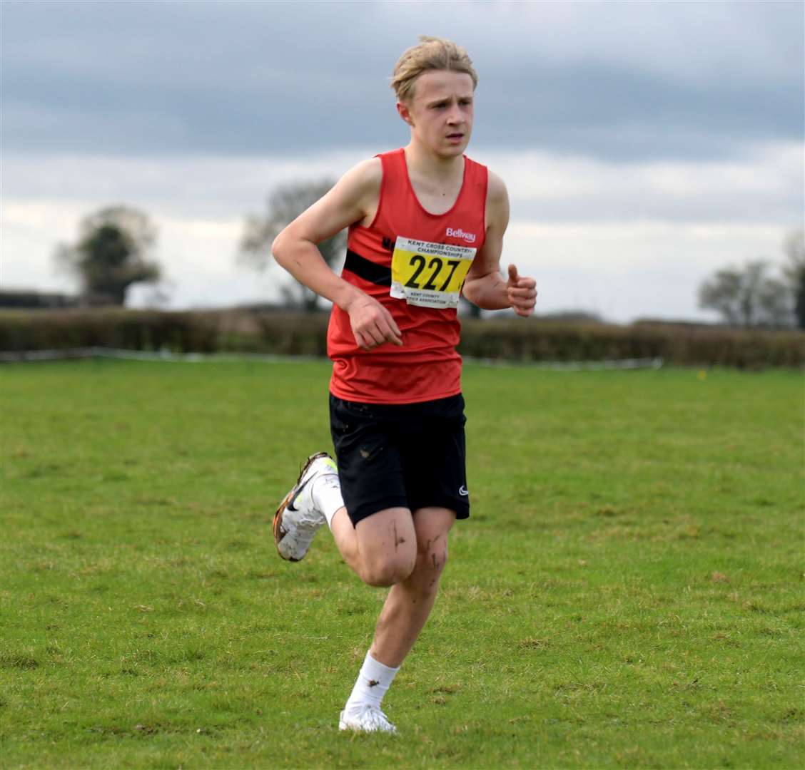 Freddie Gibson of Medway & Maidstone was third in the boys’ under-15 race. Picture: Barry Goodwin