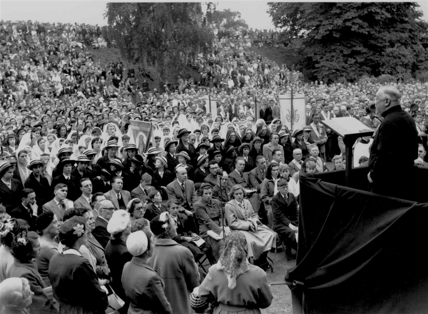 A vast congregation of Roman Catholics in the Dane John in September 1955 in honour of St Thomas More, where the preacher was the Very Rev W. Harty, of New Orleans, USA