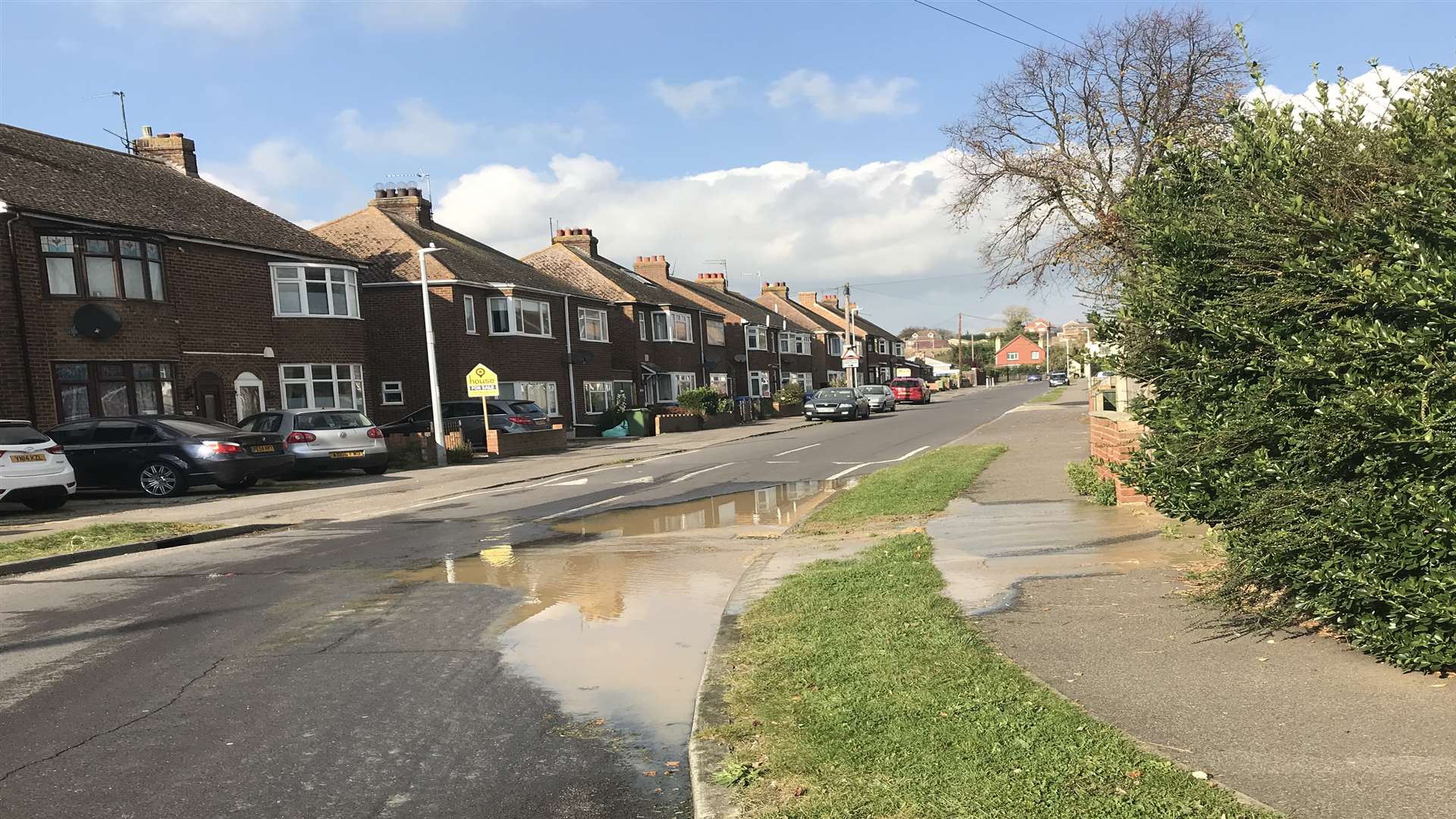 The water main has burst in Harps Avenue, Minster.