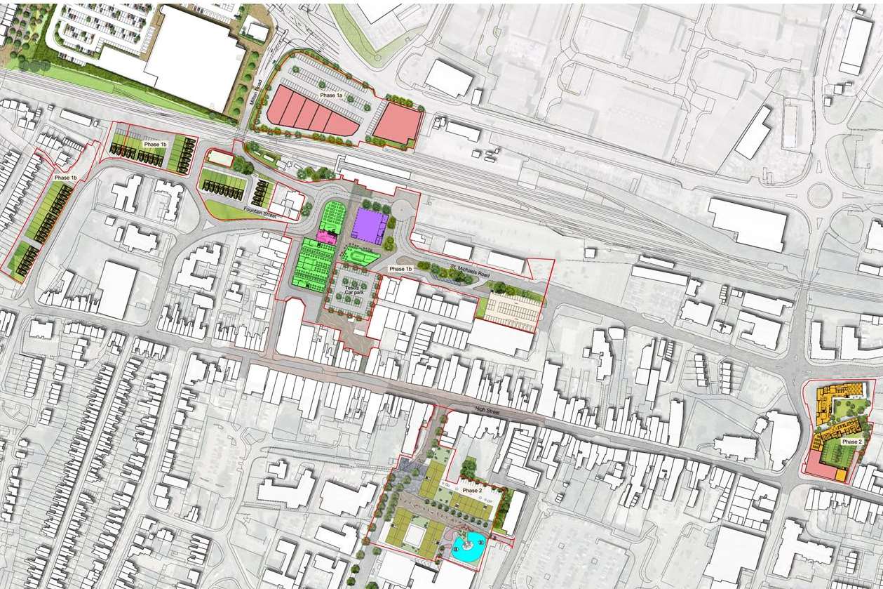 The masterplan of the regeneration plans for Sittingbourne town centre