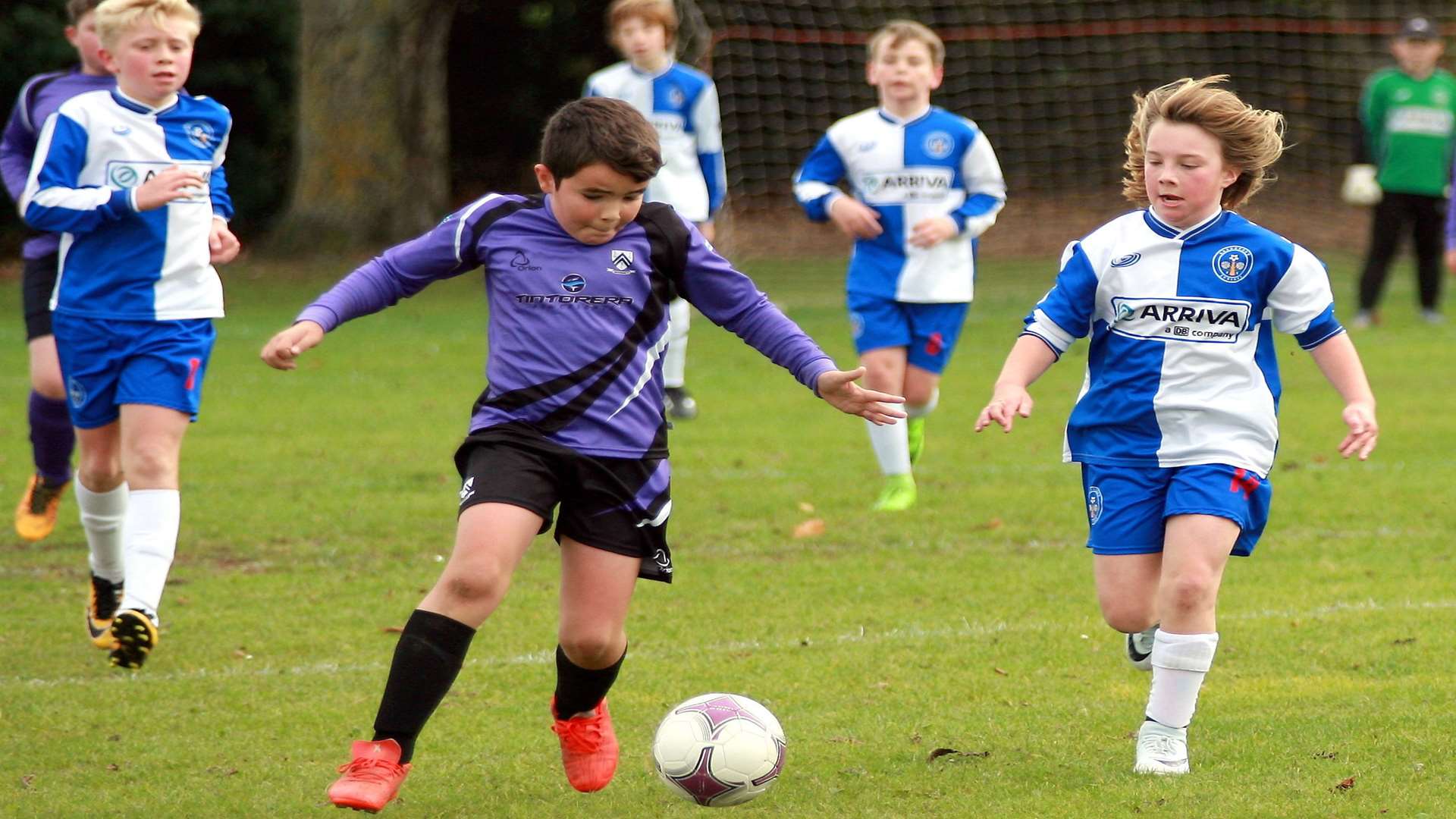 Anchorians Lions on the ball against Bredhurst Juniors Youth in Under-12 Division 3 Picture: Phil Lee