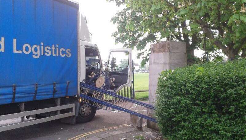 A lorry crashed into the gate at the end of April - picture by Natasha Senft