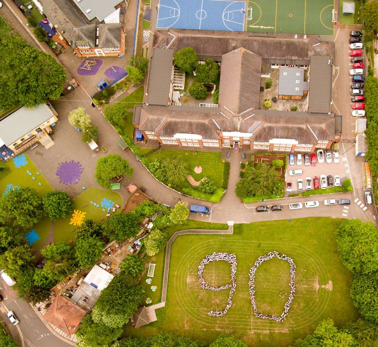 Aerial shot of the school grounds in Gravesend