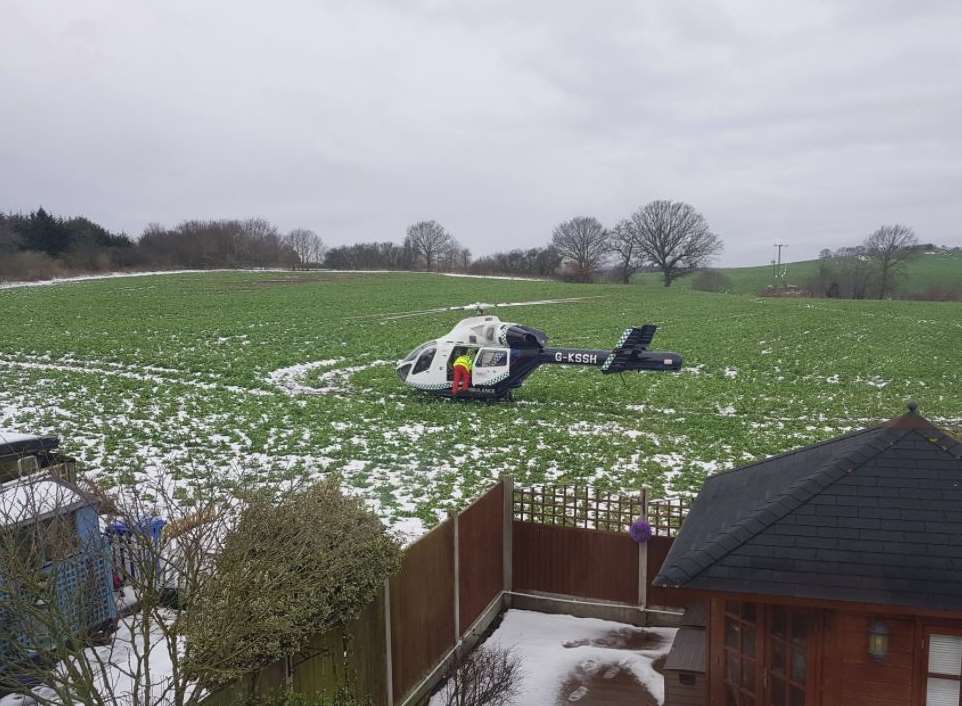 The air ambulance landed this morning. Pic: Toby Whitehead