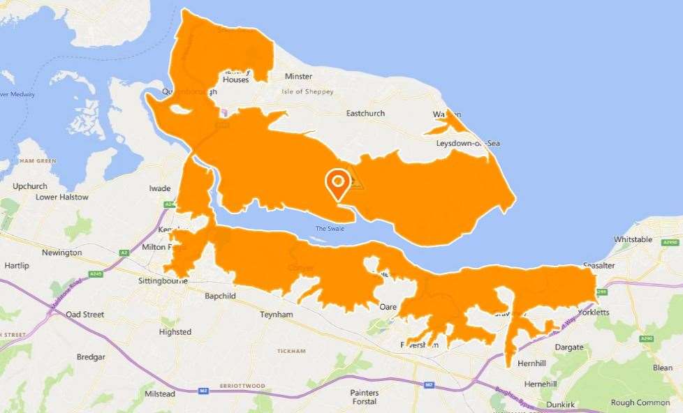 The Environment Agency has issued a flood alert for the Isle of Sheppey and coast from Kemsley to Seasalter. Pic Gov.uk
