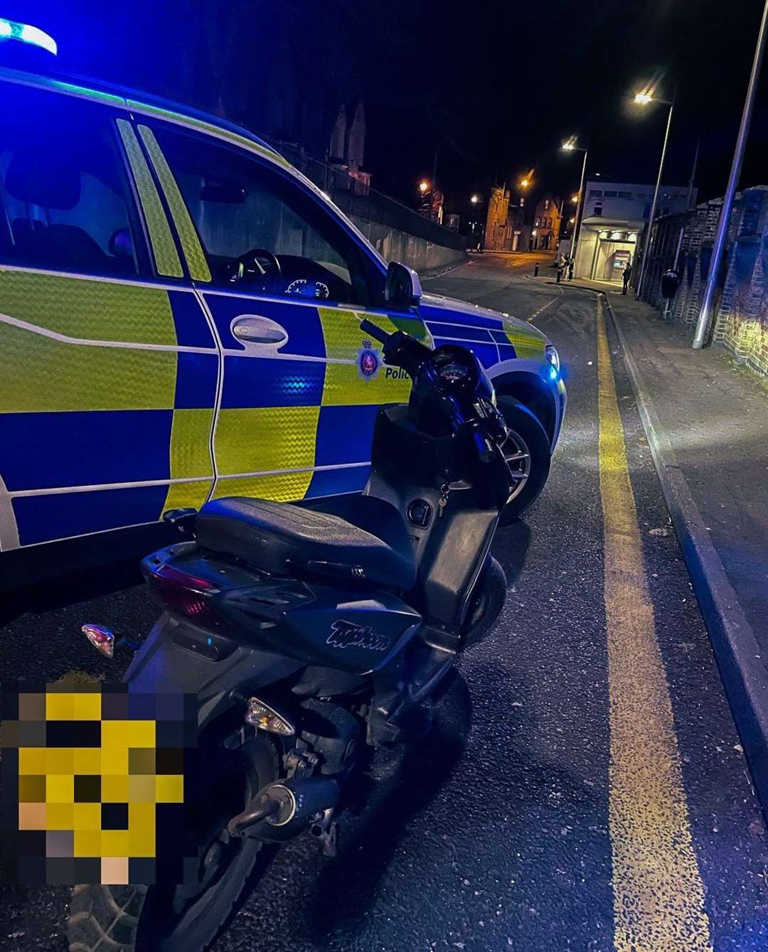 The moped stopped by police. Picture: @KentPoliceRoads