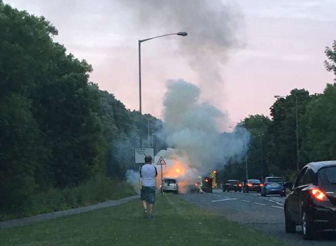 Huge plumes of smoke have filled the sky. Picture: @bethwoodxx