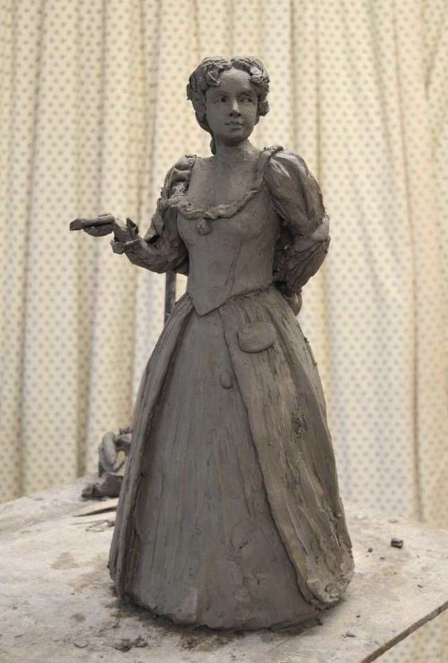 Playwright, Poet, Pioneer; Maquette in progress by Christine Charlesworth