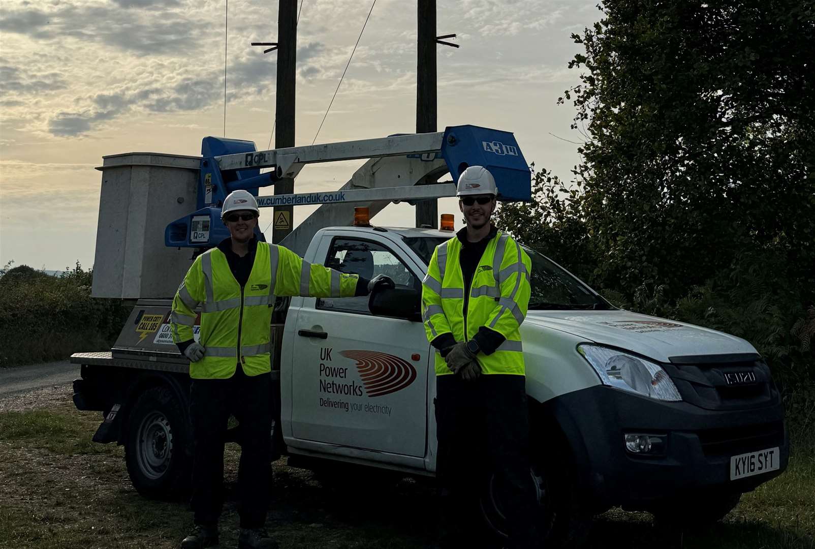 Dan Murrell (right) and Dale Carroll (left) on site. Picture: UK Power Networks