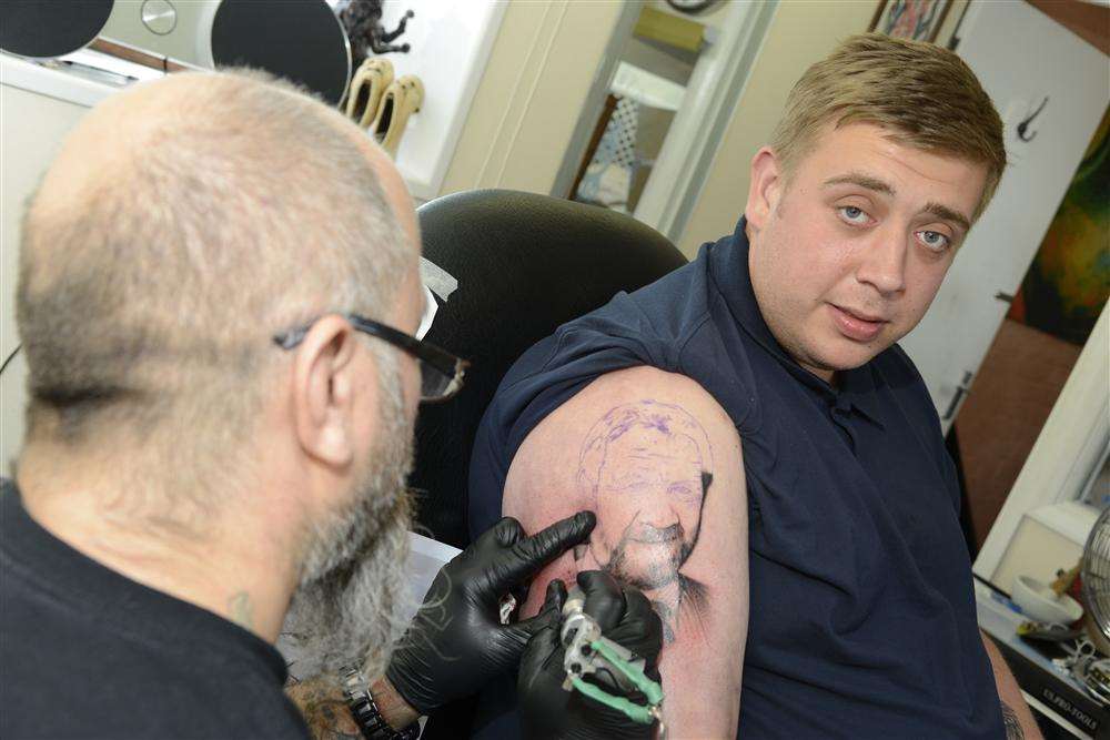 Maidstone tattoo artist Brendan Mudd creates the portrait for William Mullane