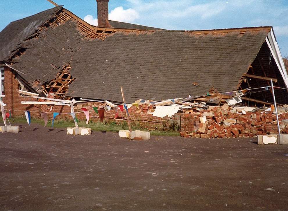 Wye village hall collapsed after the storm