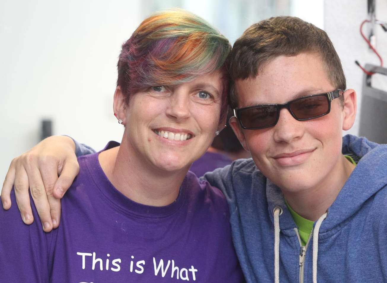 Michelle Williams with her son Jack, 14, who suffers from Irlen condition.
