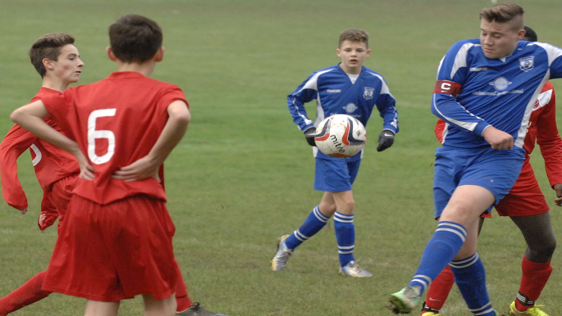 New Road's under-15s, in blue, go for goal against Hempstead Valley in Division 1 Picture: Chris Davey