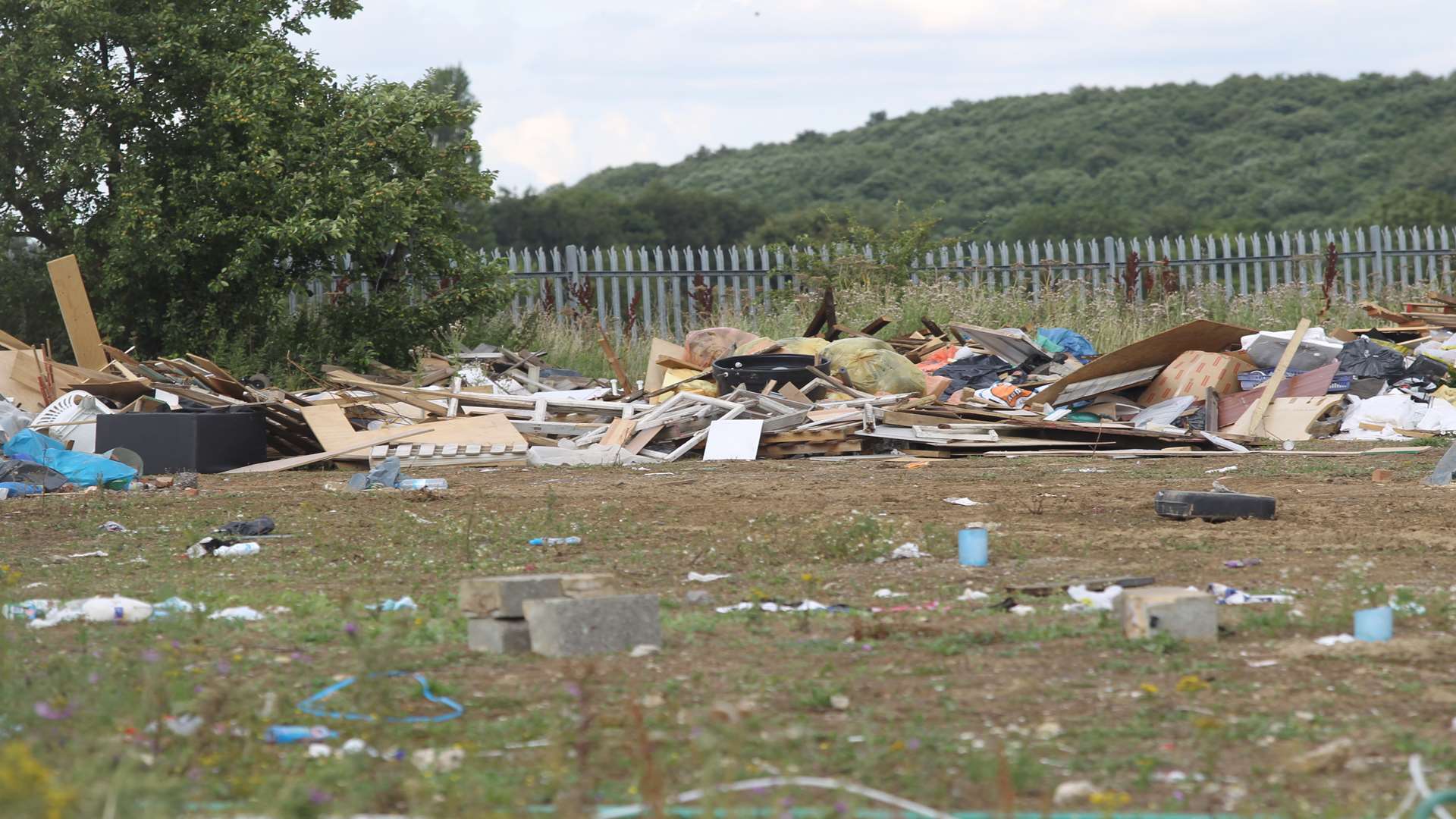The aftermath of the camp after travellers left the site