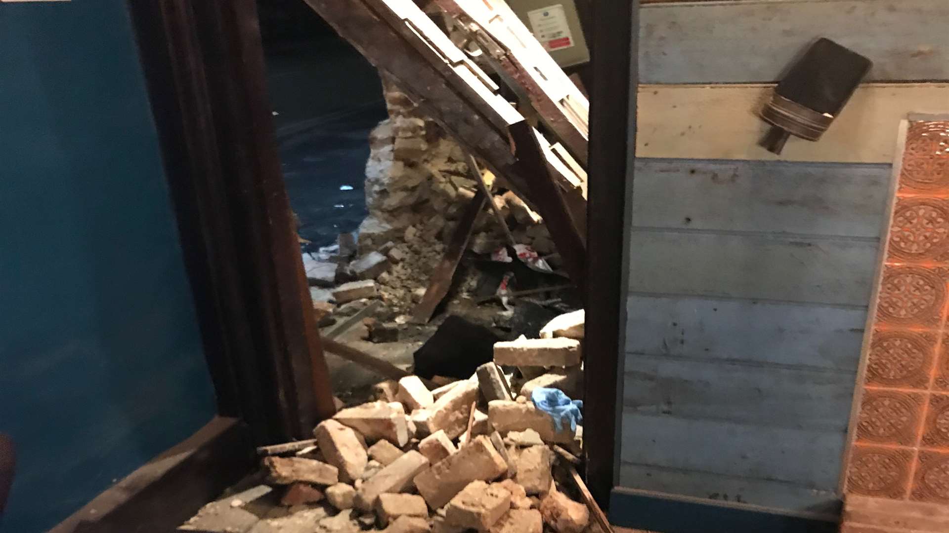 Damage inside the Grade II listed building