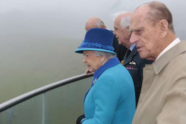The Queen and Duke of Edinburgh on the balcony