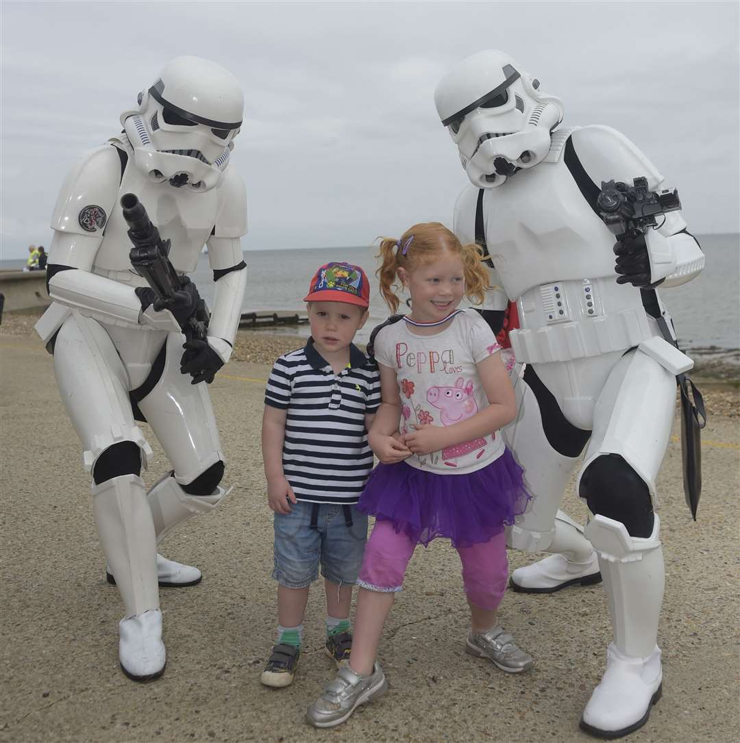 Rhys and Sally-Anne Strange pose with Stormtroopers last year Picture: Tony Flashman