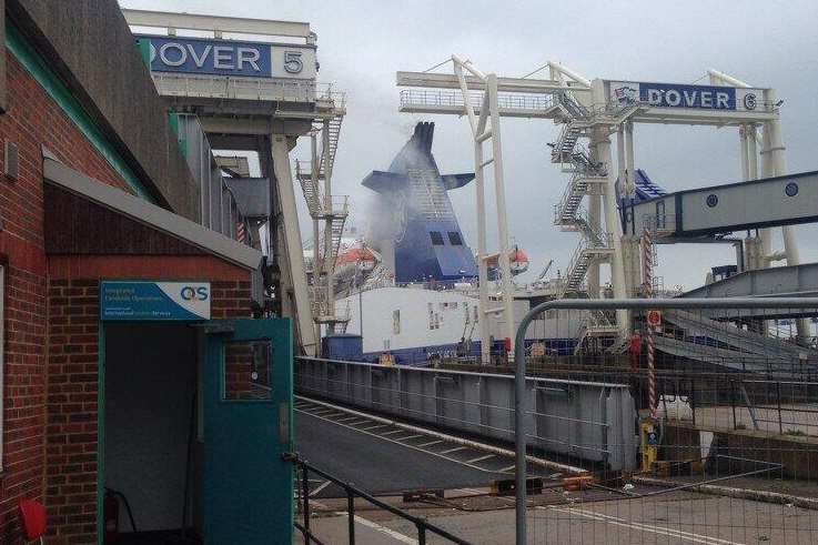 Passengers were evacuated in the fire on board a ferry at Dover. Picture: @Kent_999s