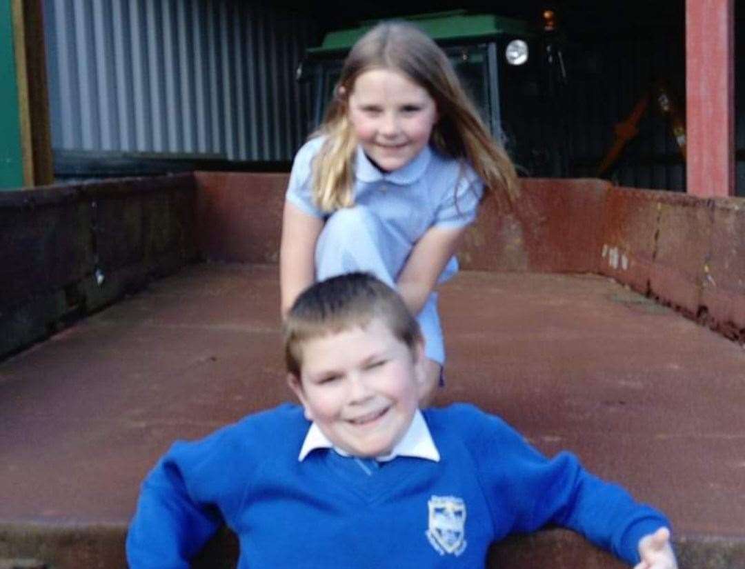 Aiden Pryce with his younger sister Holly. Picture: Kerry Pryce