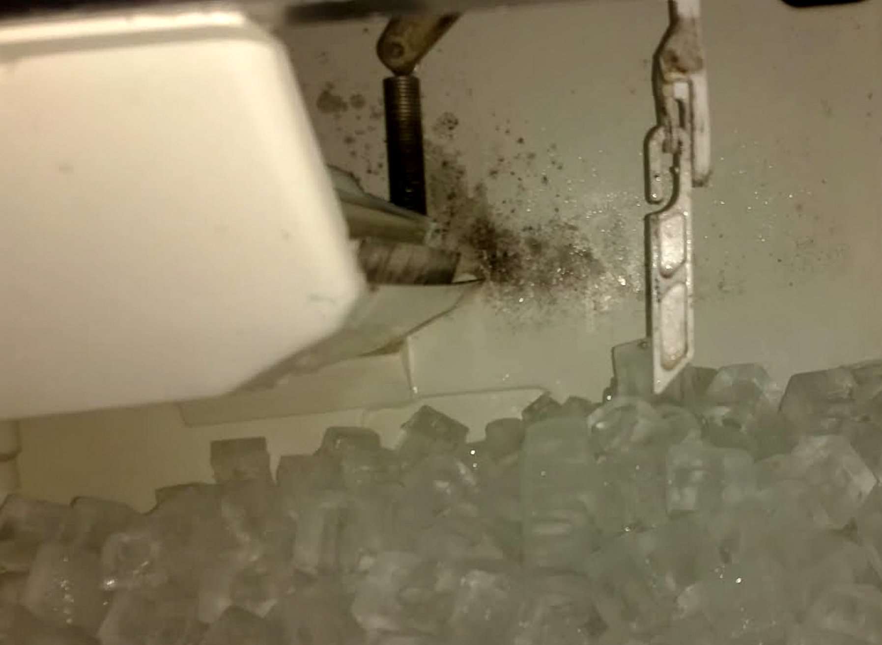 Mould can be seen in the fridge from where ice is served to guests. Picture: SWNS