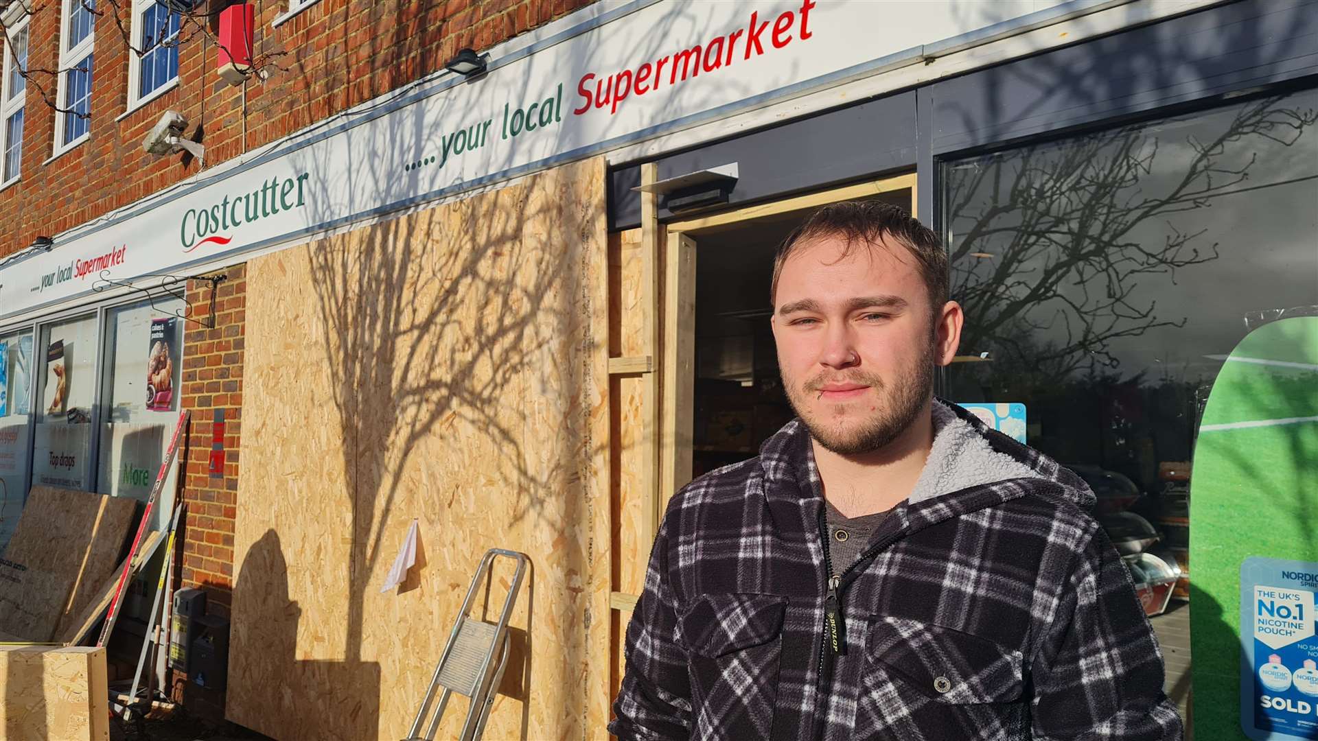 Shop assistant Kieran Rutter has thanked customers for their support following the ram-raid at Costcutter in Blean