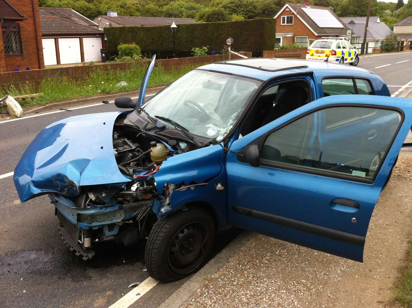 A car crashed into a telegraph pole on the A290 road between Whitstable and Canterbury