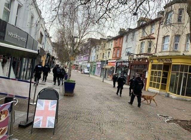 Officers descended on Folkestone town centre on February 20. Picture: KCC