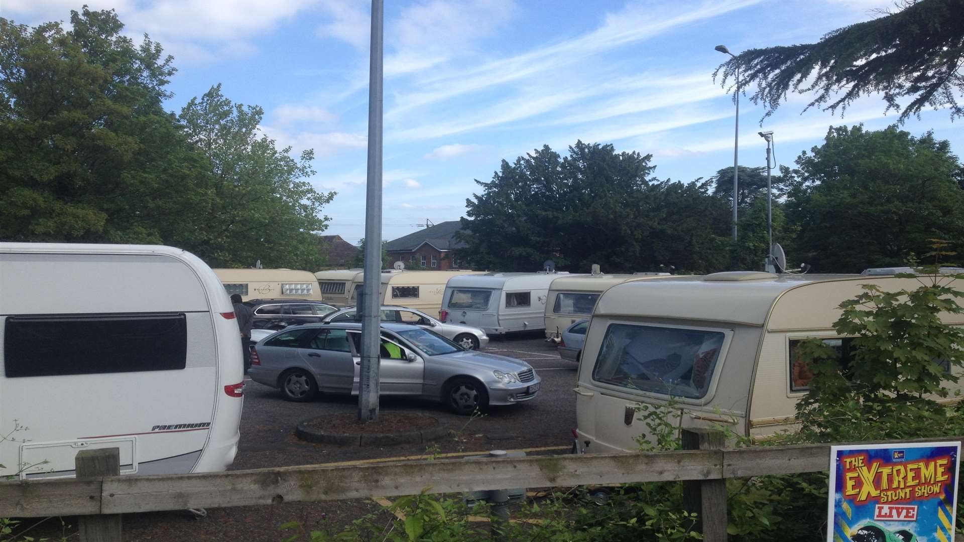 A witness said there are about ten caravans in the car park