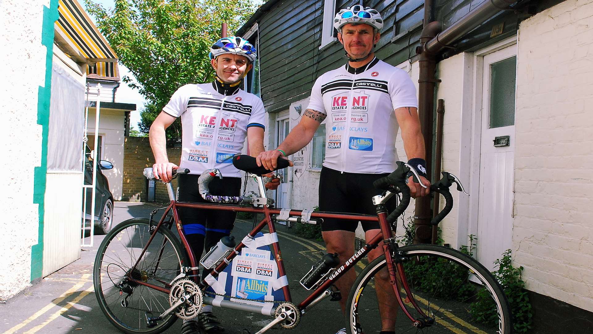 Luke Huggins (left) and Nick Green after their epic ride from Land's End to Whitstable