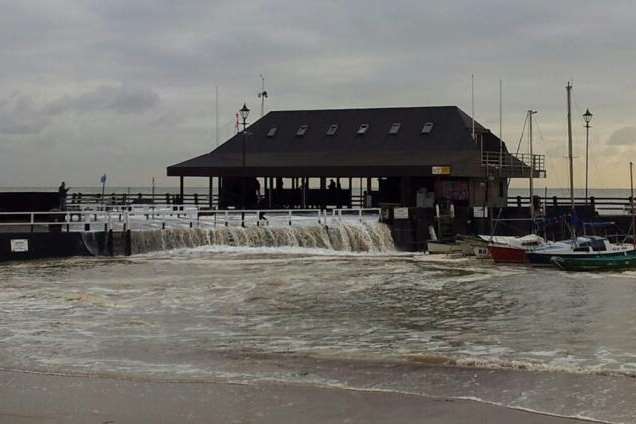 Water washing over the jetty at Broadstairs at high tide. Picture: Levicks Accountants