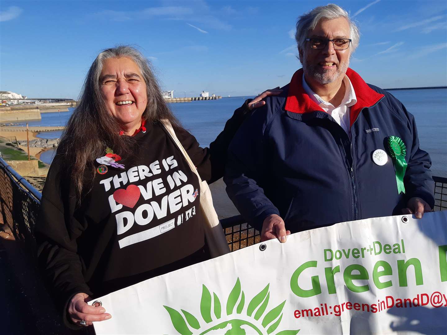 Cllr Eddy with Dover Green Party member Beccy Sawbridge during today's annoucement