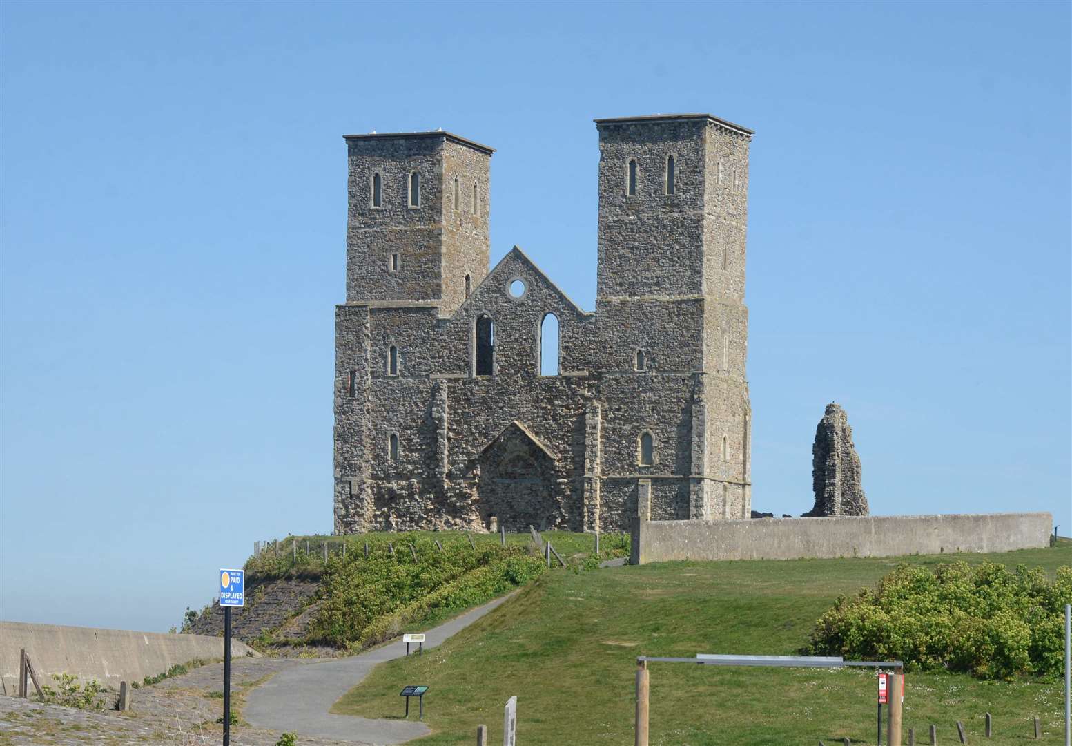 Reculver Towers and its car park on Easter Saturday. Picture: Chris Davey