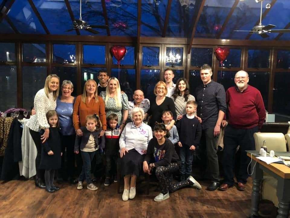 Blanche with her immediate family on her 99th birthday last year