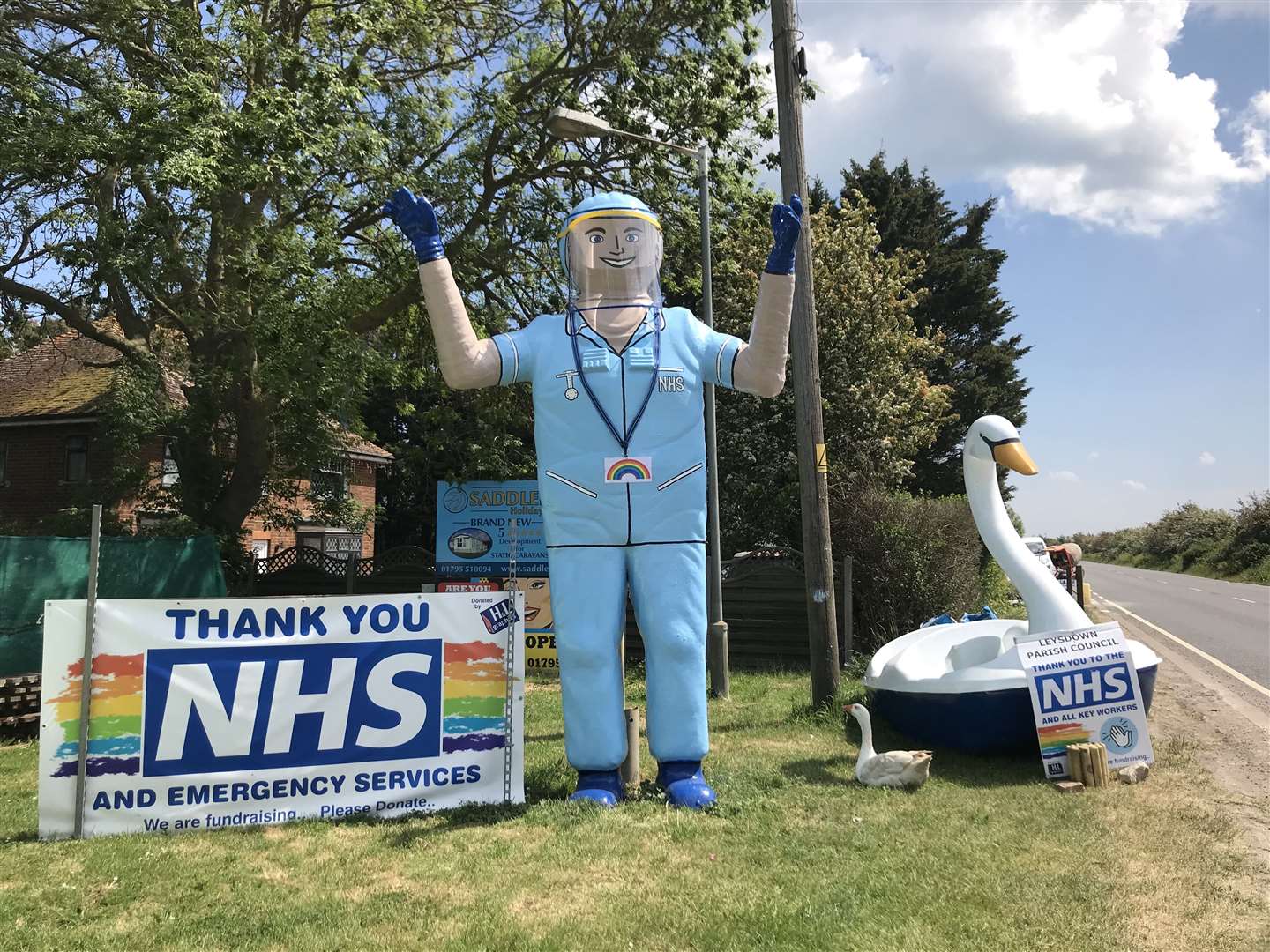 The Big Man on Sheppey has been painted to look like an NHS worker during the coronavirus crisis
