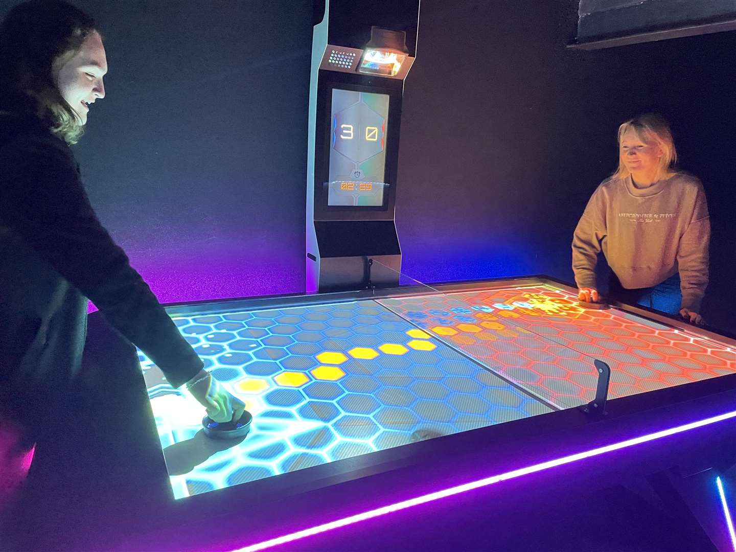 The augmented reality air hockey has loads of different game modes