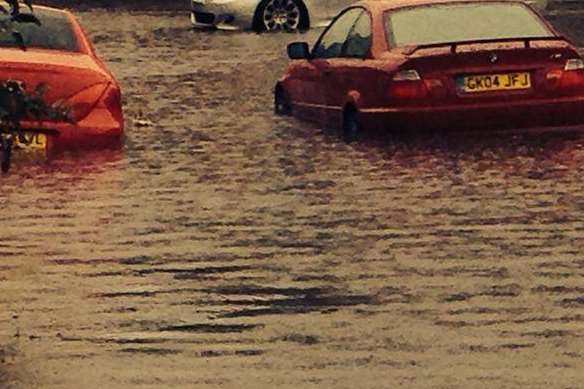 Heavy rainfall leads to flash flooding in Sittingbourne. Picture: @HarveyMelia
