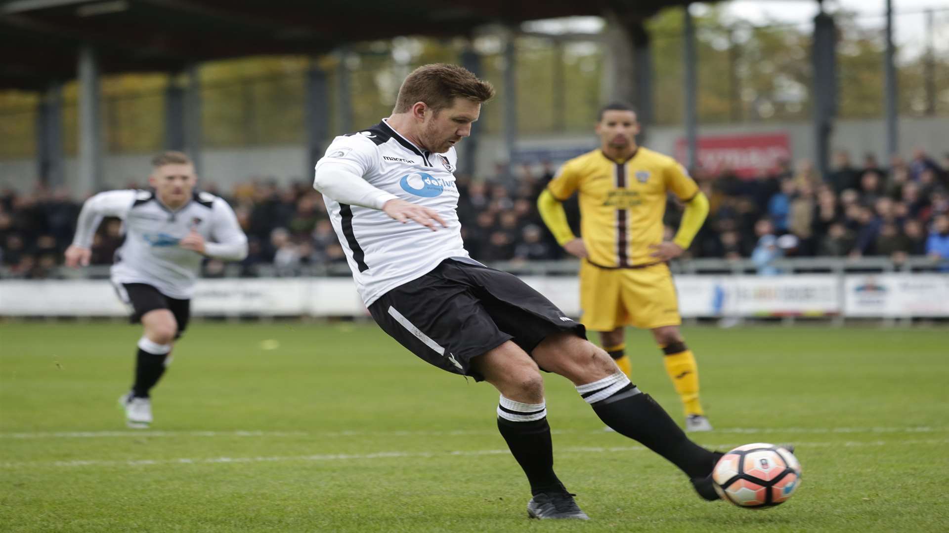 Elliot Bradbrook scores one of his 24 goals for Dartford in 2016-17 Picture: Martin Apps