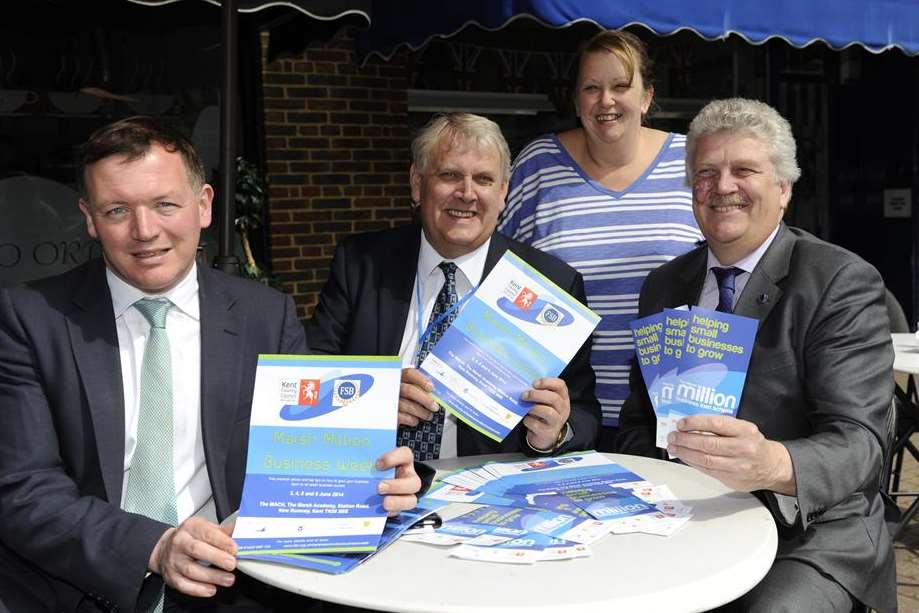 From left, Damian Collins MP, FSB's Bill Fox, Jane Hewson from Elsie's cafe and Cllr Mark Dance