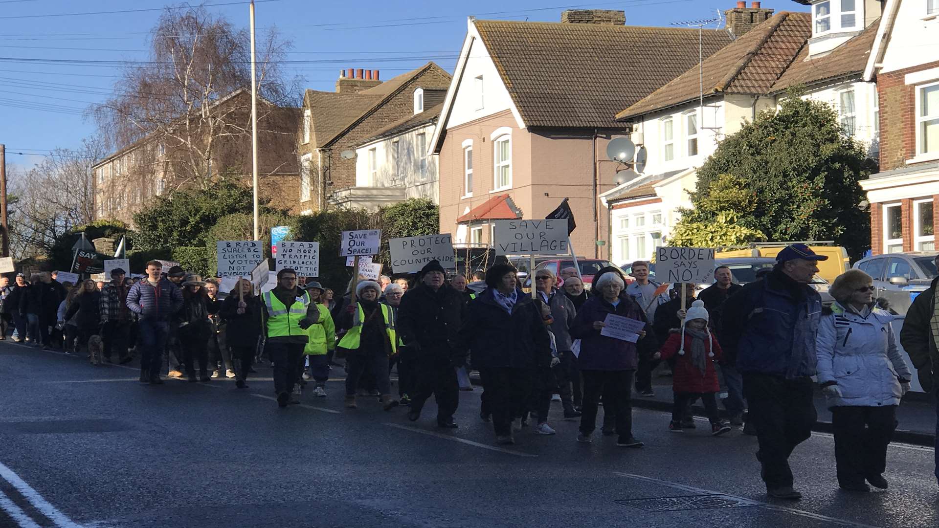 The Borden Residents Against Development protest march in Sittingbourne