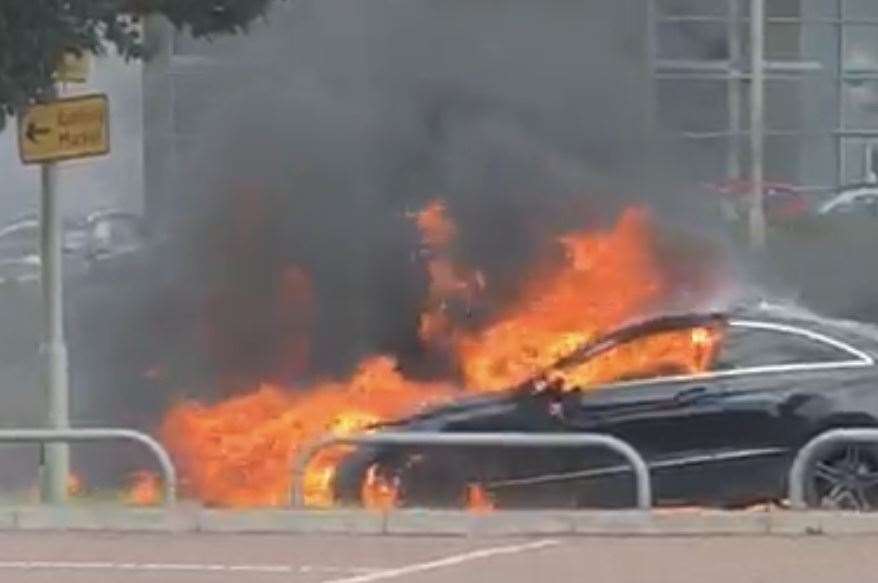 The car on fire. Picture: Steve Aitken (14057718)
