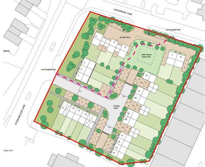 The plan for housing on the site of the Brethren's Meeting Room in Rainham