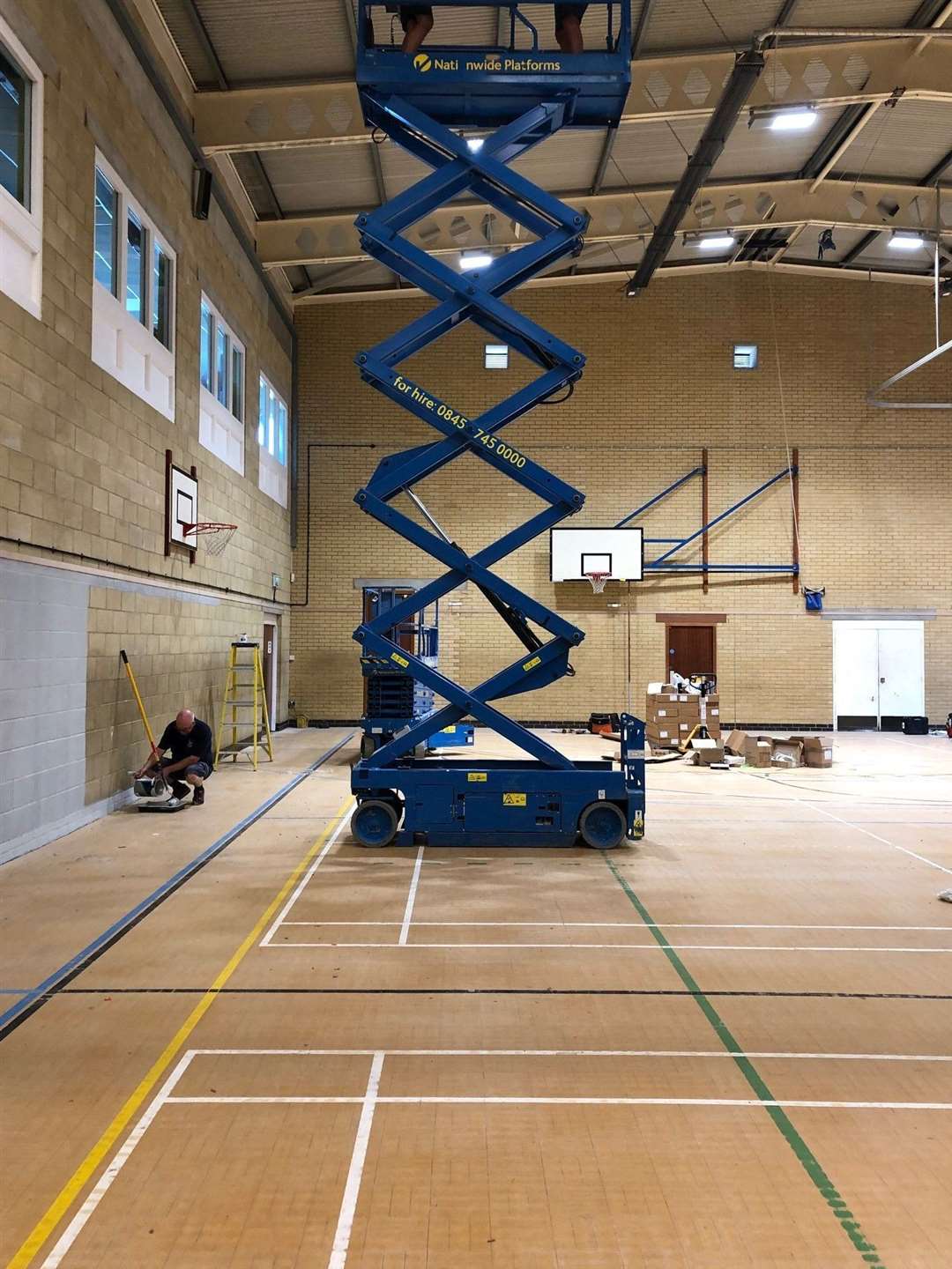 The sports hall at Sandwich Sports and Leisure Centre underwent a deep clean before work began