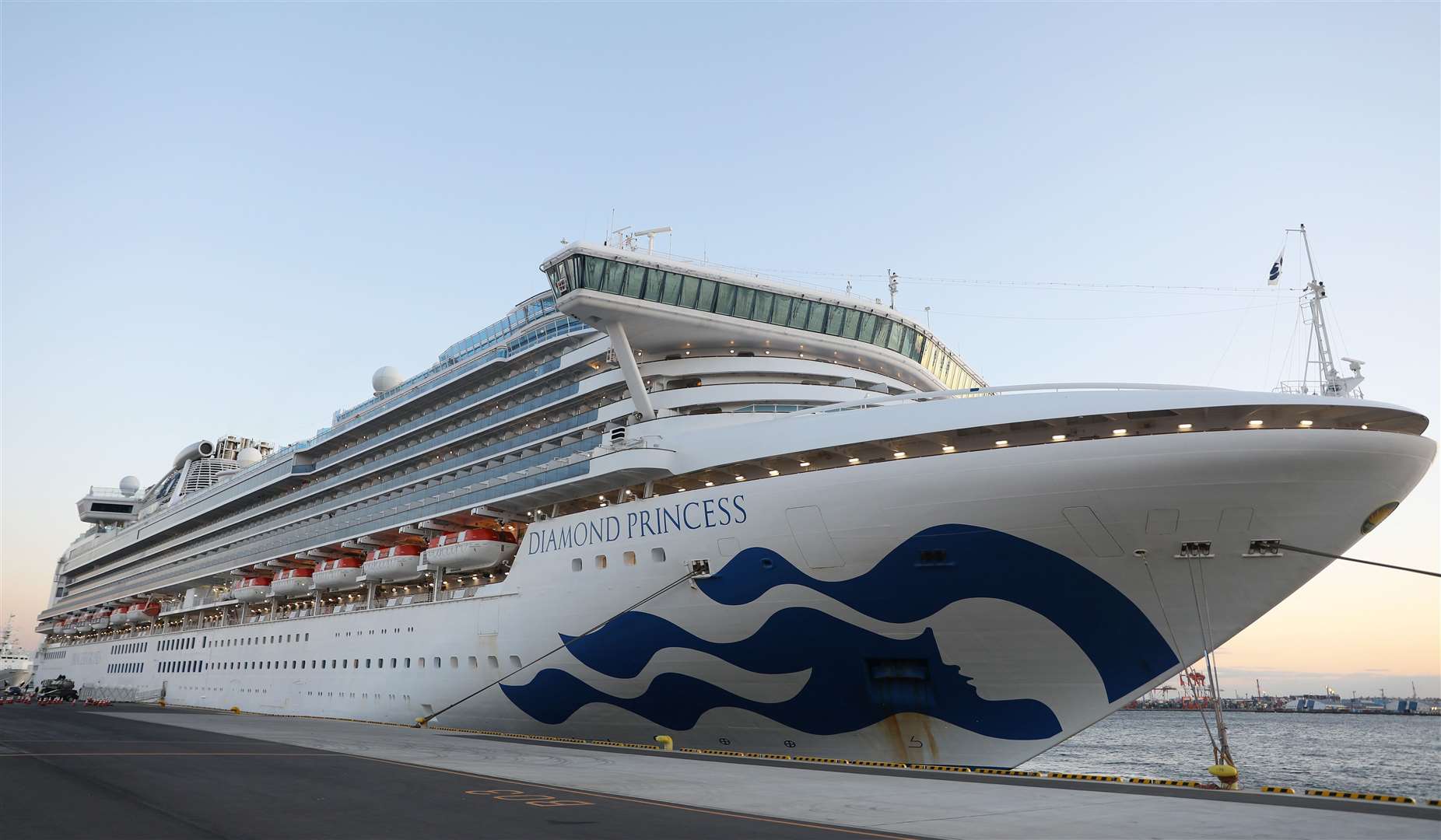 The Diamond Princess cruise ship, which has been kept in quarantine at the port of Yokohama in Japan. Picture: Du Xiaoyi/50120717