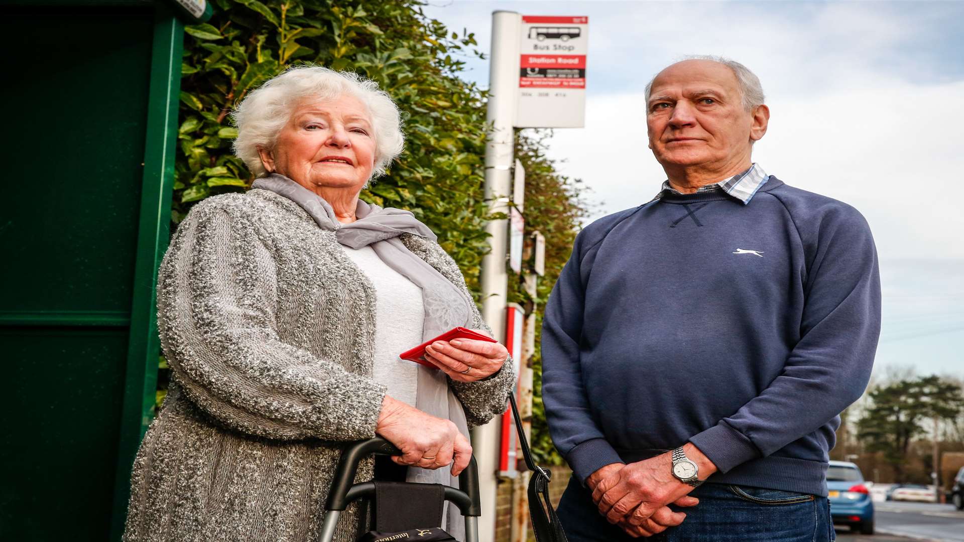 Anne Goodman and Ron Stapley have had to wait hours for delayed buses in recent weeks. Picture: Matthew Walker