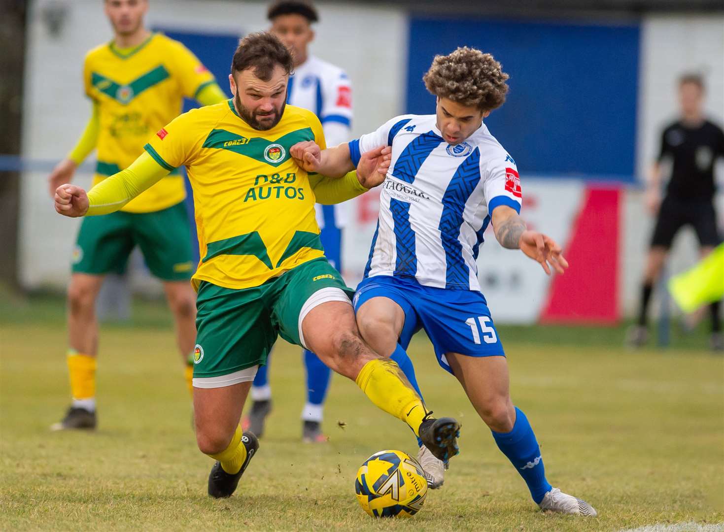 Gary Lockyer battles for the ball during Ashford's weekend win at Haywards Heath. Picture: Ian Scammell
