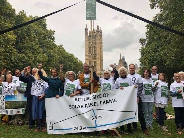 Campaigners took a to scale replica of a solar panel frame (16417852)