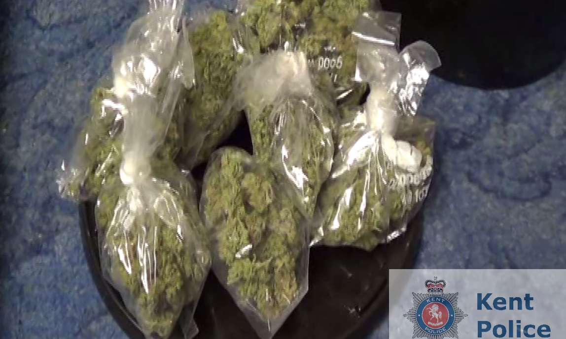 Packets of cocaine and cannabis were discovered during a search of Martin's bedroom. Picture: Kent Police