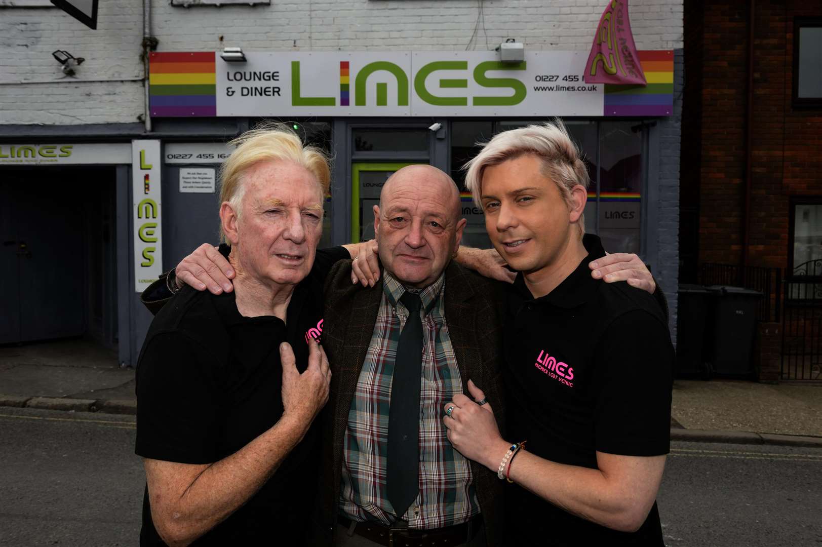 From left, bar owner Tony Butcher, Vince and landlord Mikey Lee