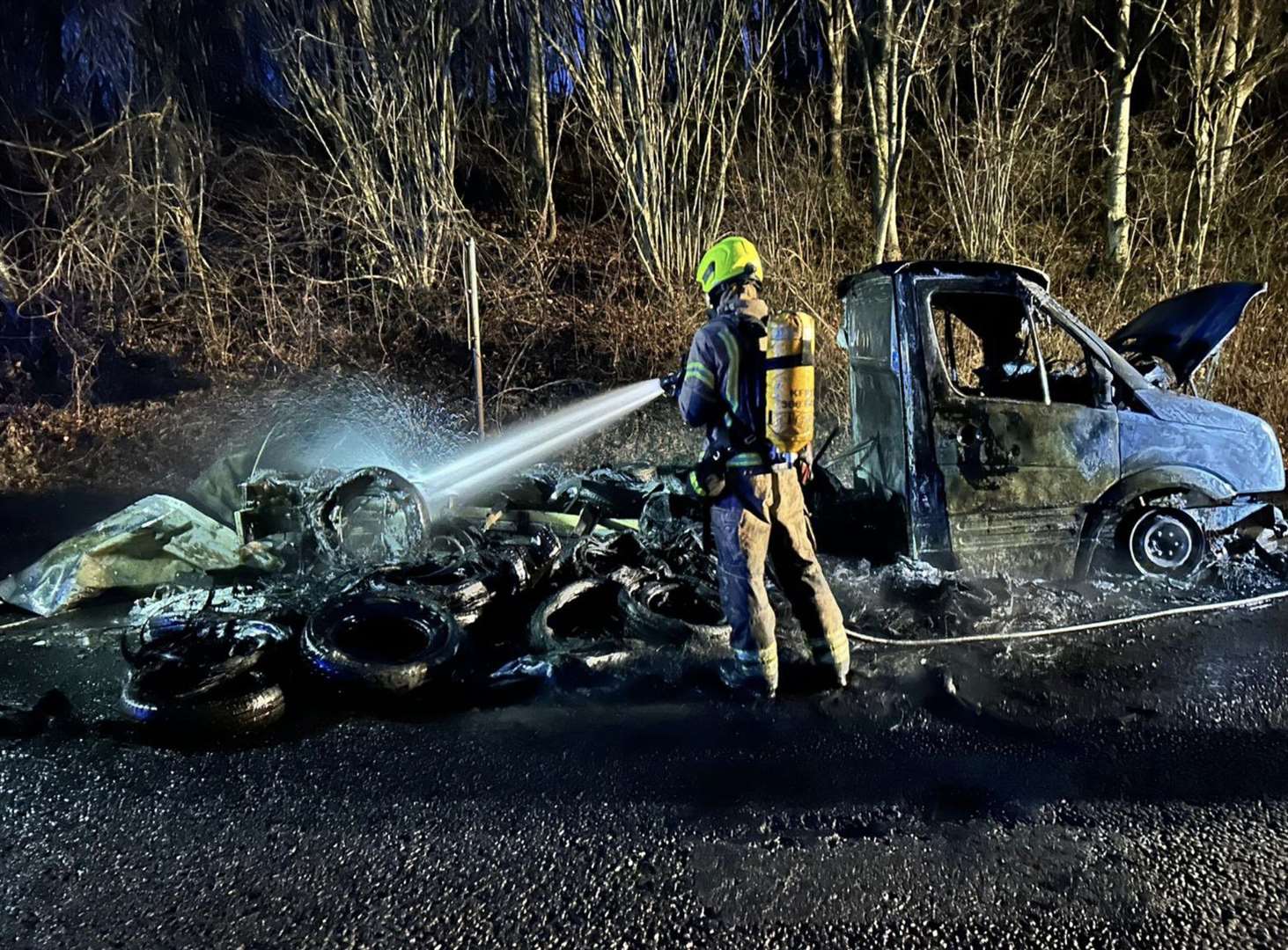 The aftermath of the van fire on the M25 last night. Picture: BTP/Twitter